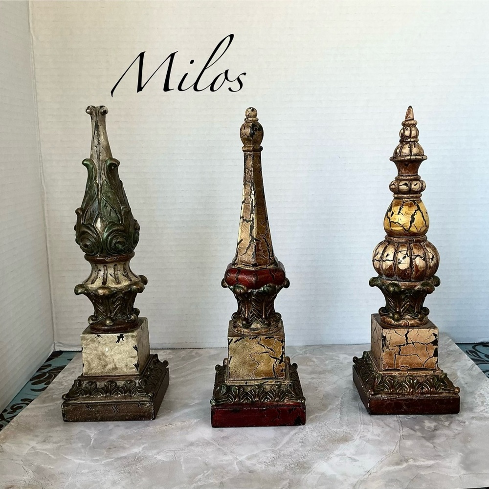 Milos Vintage Wood Tuscan Finial Set (3)